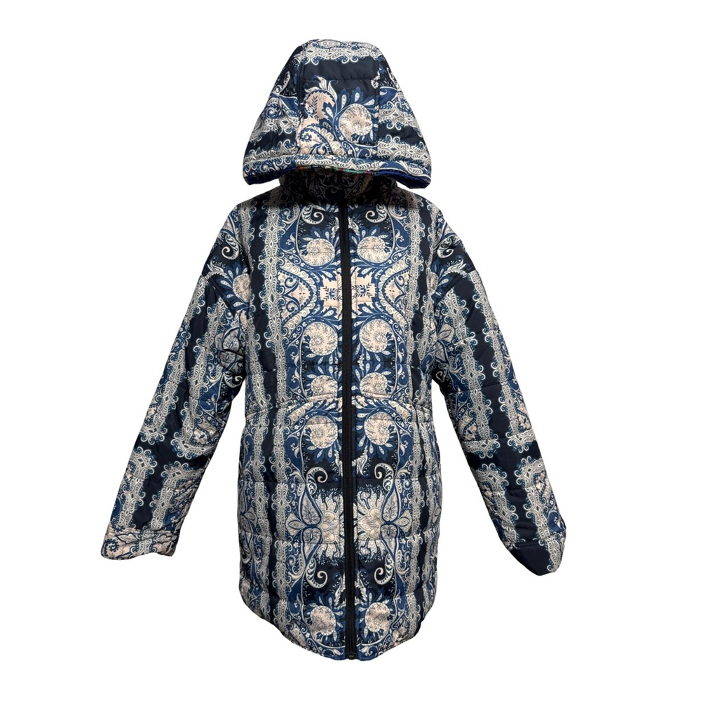 Johnny Was • Mauri Reversible Quilted Puffer Jacket Darnahta Scarf Print S NWT - Picture 10 of 16